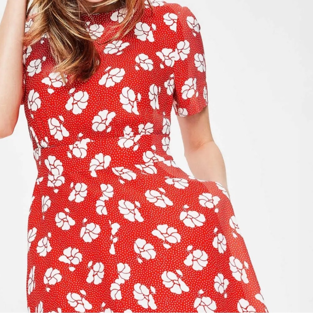 BODEN Ruth MIDI Coral Floral Dress 14R